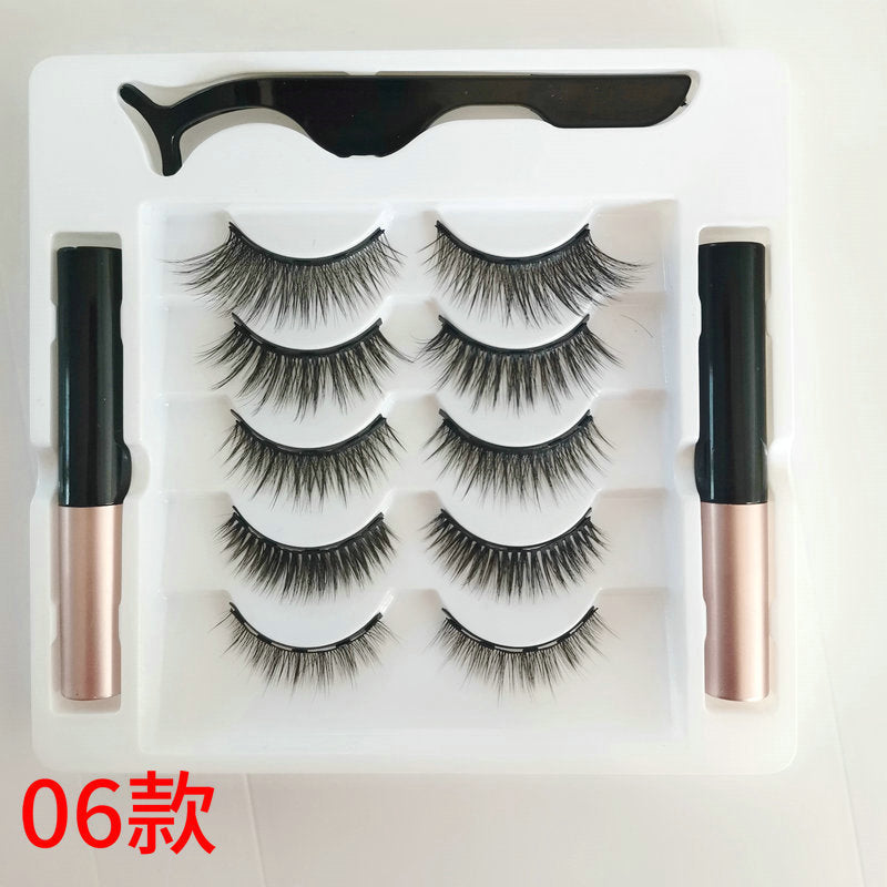 3D Five Pairs Assortment Pack Magnet Eyelash Set Two Magnetic Liquid Eyeliner Glue-free Magnetic False Eyelashes