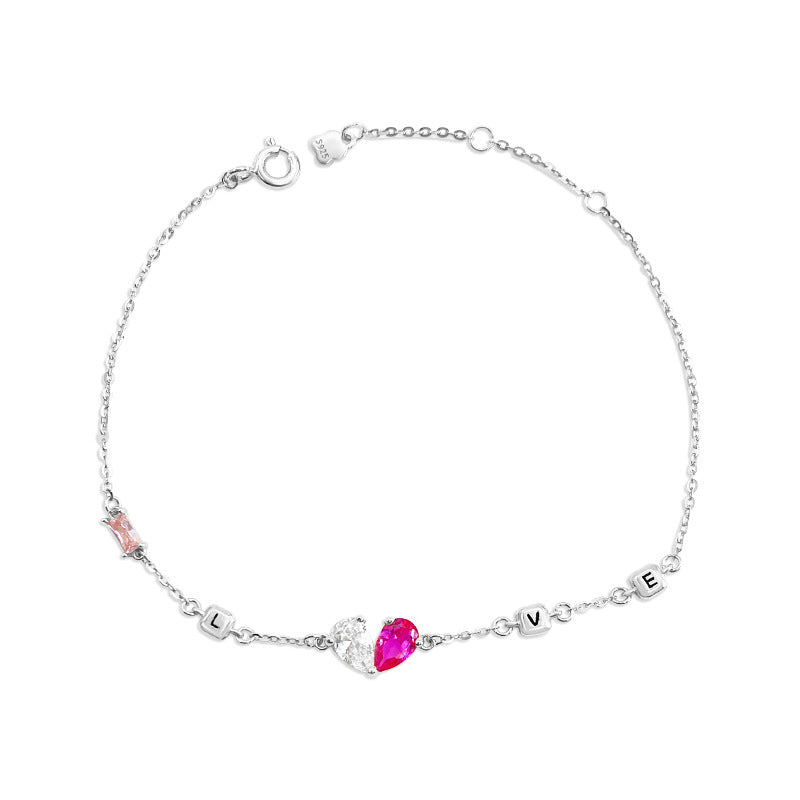LOVE Letter Bracelet Women S925 Sterling Silver High-end Heart Jewelry