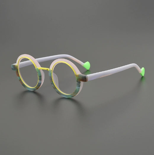Retro And Versatile Color-blocked Round Glasses Frame