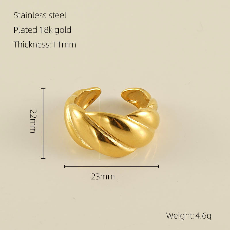 Fashionable Stainless Steel 18k Gold Geometric Ring