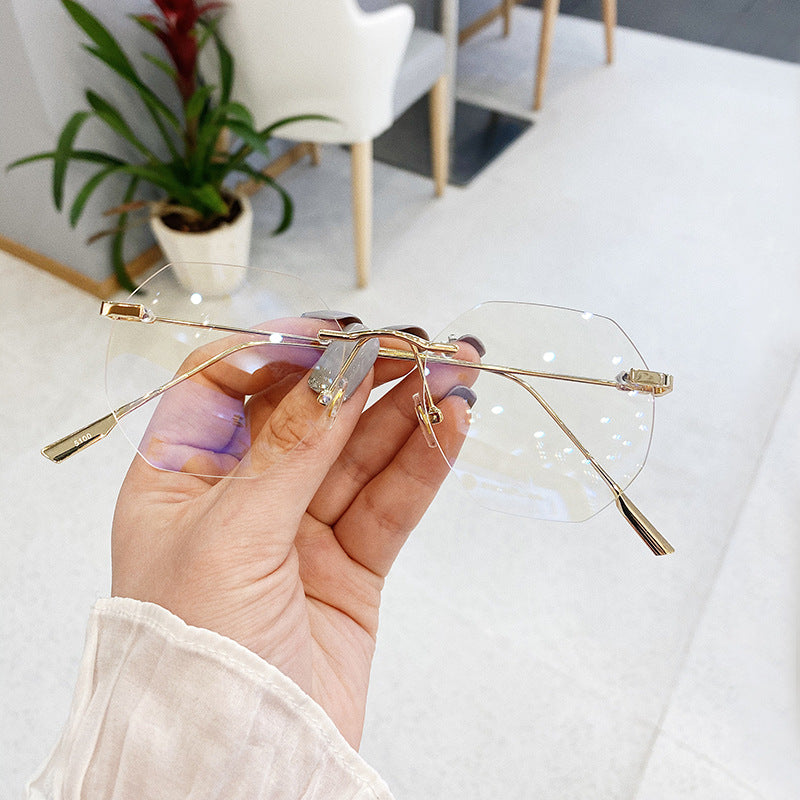 Rimless anti-blue glasses frame