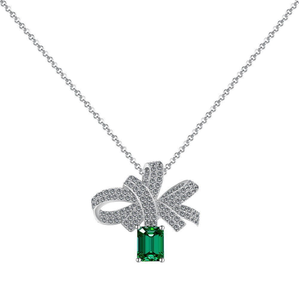 Sterling Silver Necklace Ring Earrings For Women Emerald Emerald Jewelry