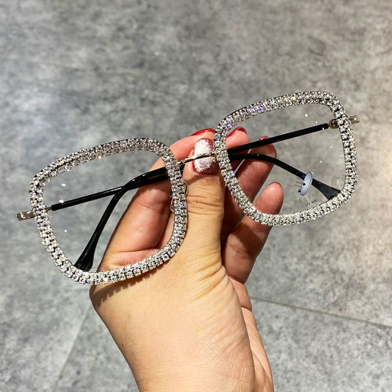 Korean Fashion Trendy Square Diamond-studded Glasses