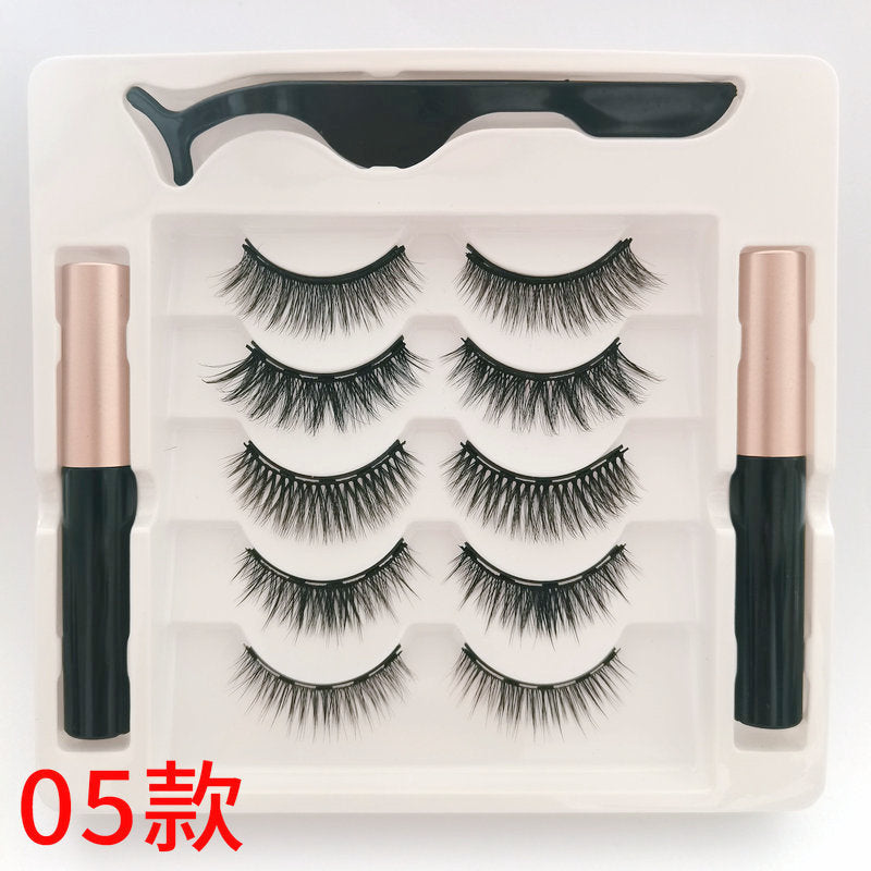 3D Five Pairs Assortment Pack Magnet Eyelash Set Two Magnetic Liquid Eyeliner Glue-free Magnetic False Eyelashes