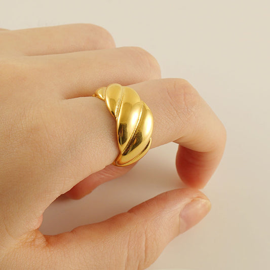 Fashionable Stainless Steel 18k Gold Geometric Ring