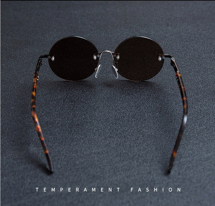 Retro Frameless Round Crystal Glasses Stone Glasses