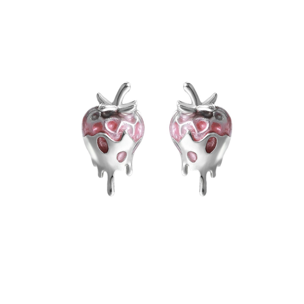 Cute Oil-Drip Strawberry Stud Earrings For Women