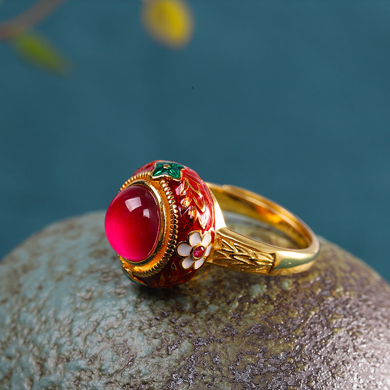 Ethnic Ladies Ring Silver Jewelry Enamel