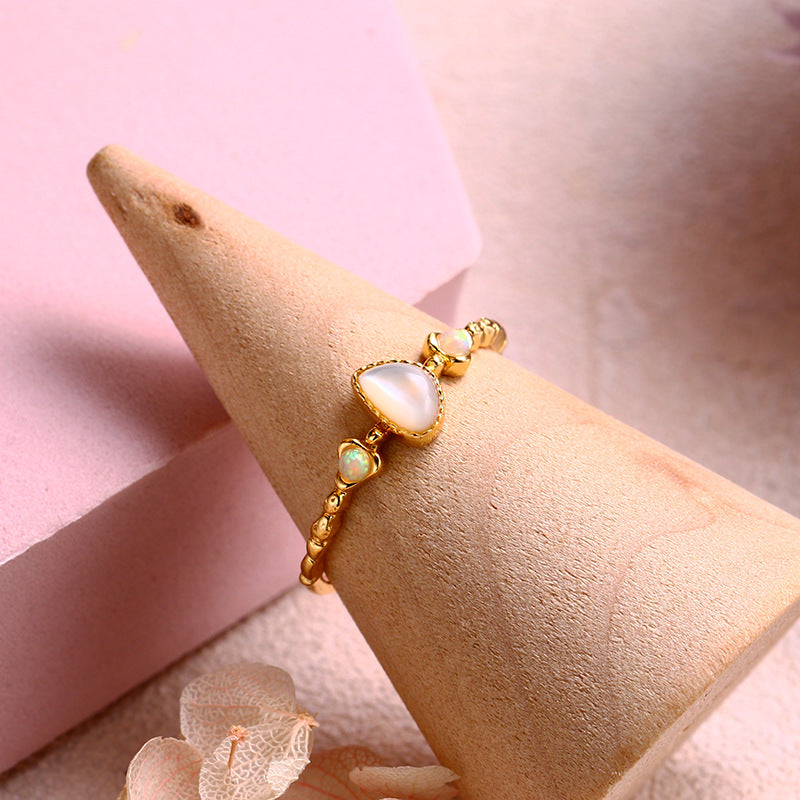 Vintage Light Jewelry Ornament Silver Natural Ring