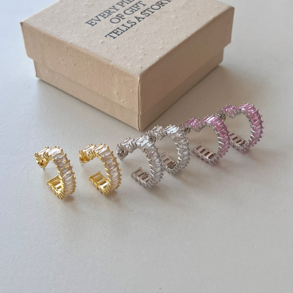 Hollow Heart Gang Drill Stud Earrings For Women