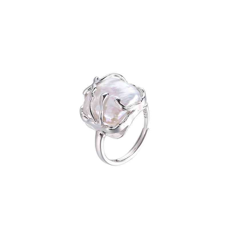 Sweet And Cool Vine-Entwined Pearl Ring For Women