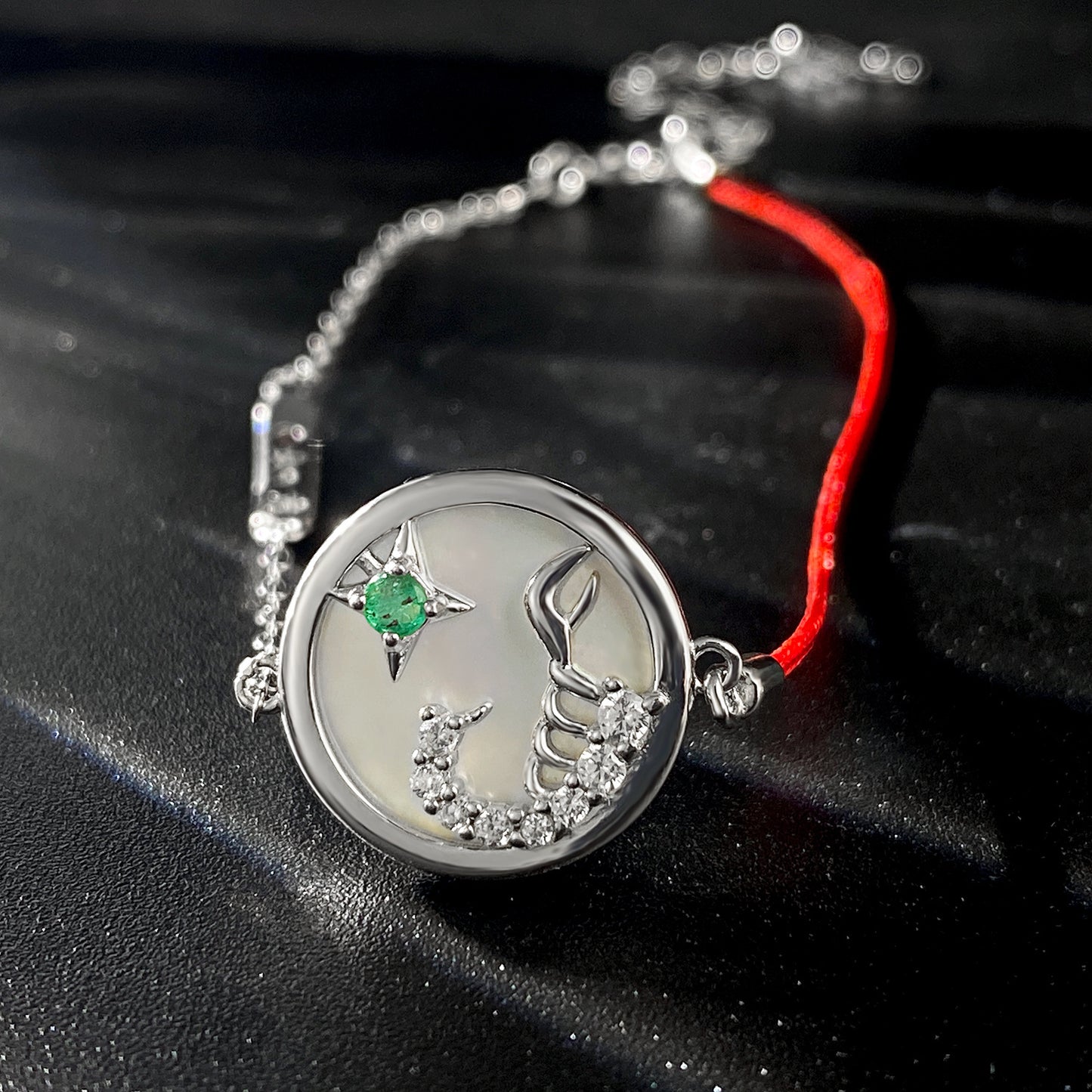 Simple Emerald Jewelry Scorpio Constellation Bracelet S925 Silver Original Design