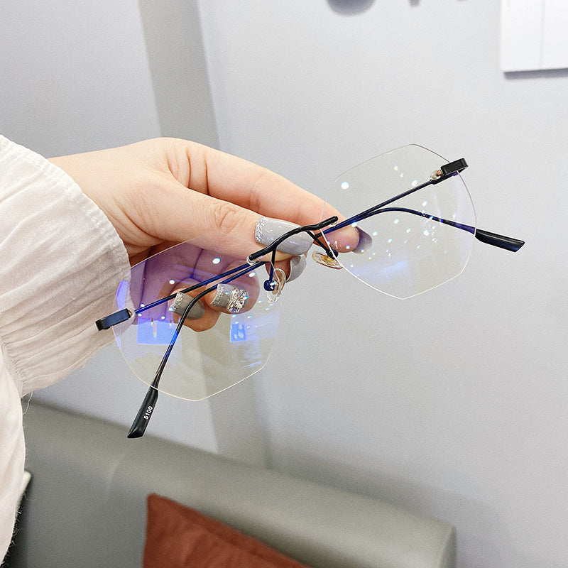 Rimless anti-blue glasses frame