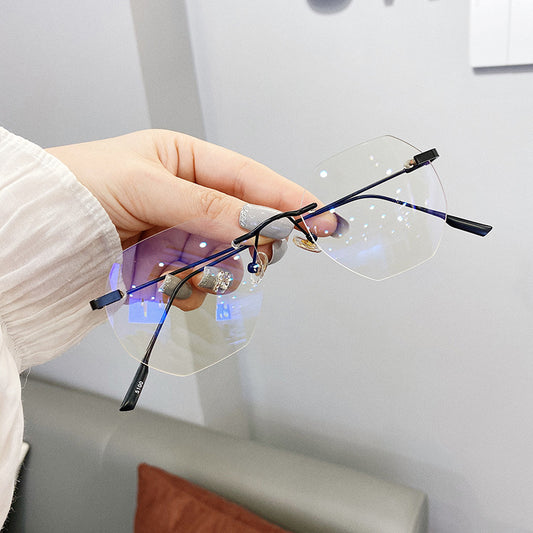 Rimless anti-blue glasses frame