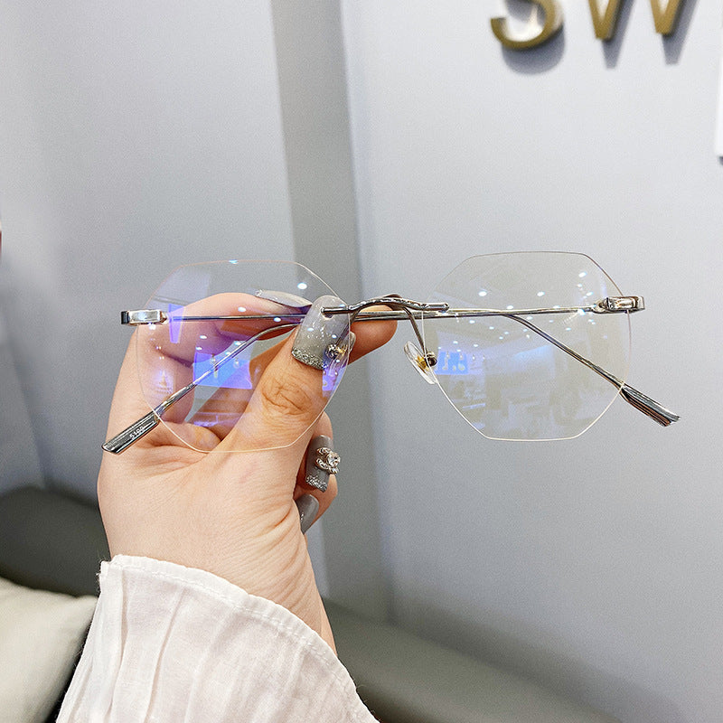 Rimless anti-blue glasses frame