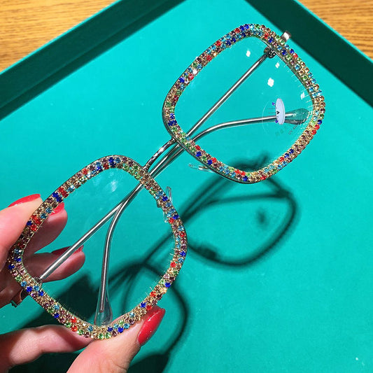 Korean Fashion Trendy Square Diamond-studded Glasses