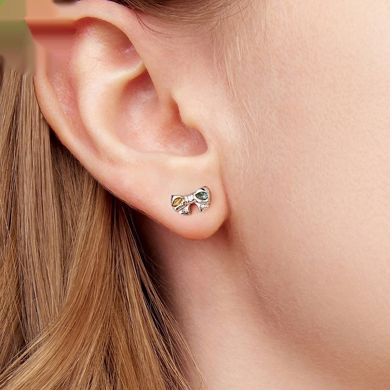 Colorful Zircon Bow Earrings For Women