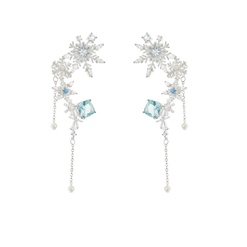 925 Sterling Silver One-piece Tassel Earrings For Women