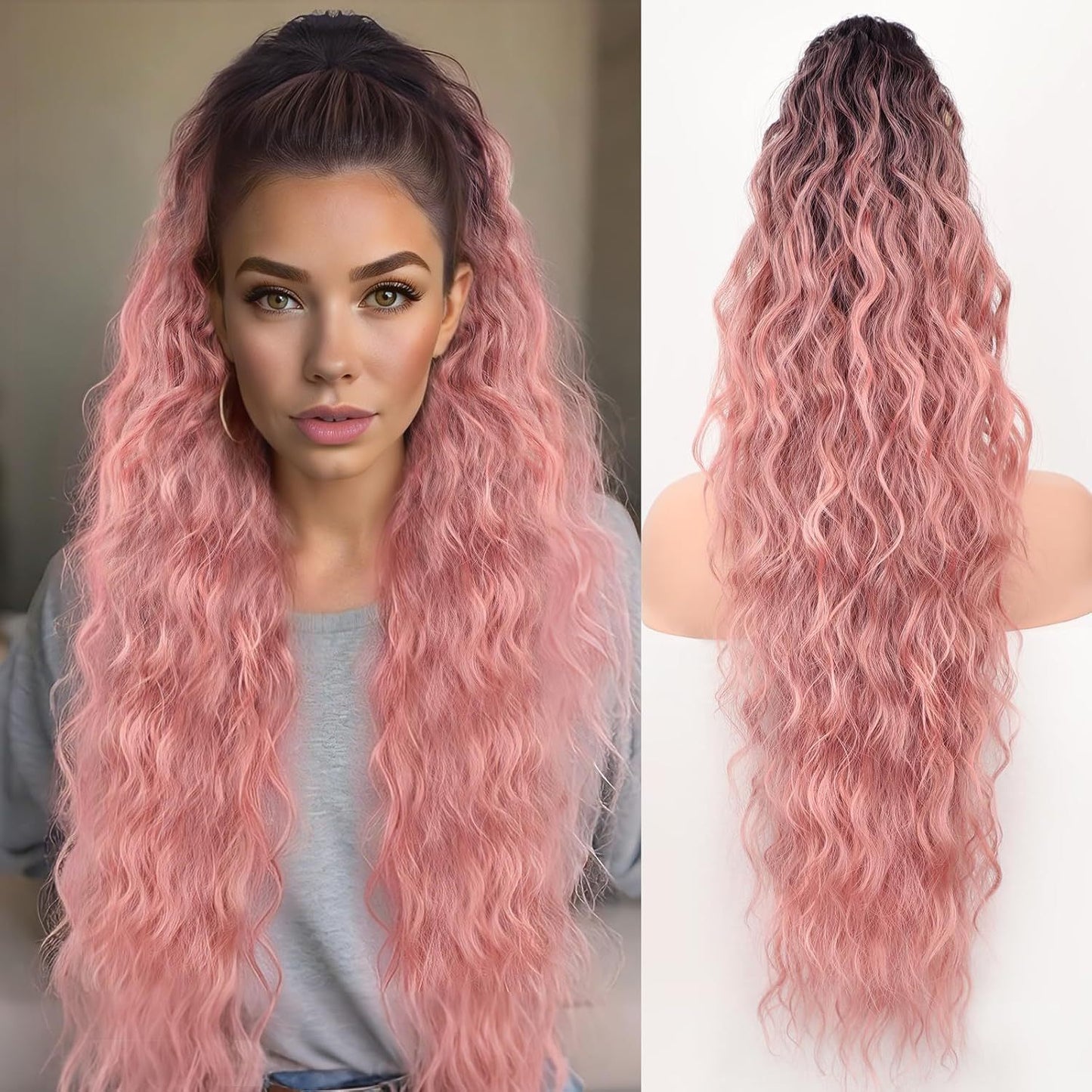 Grip Ponytail Fluffy Long Curly Hair Horse Tail Wig
