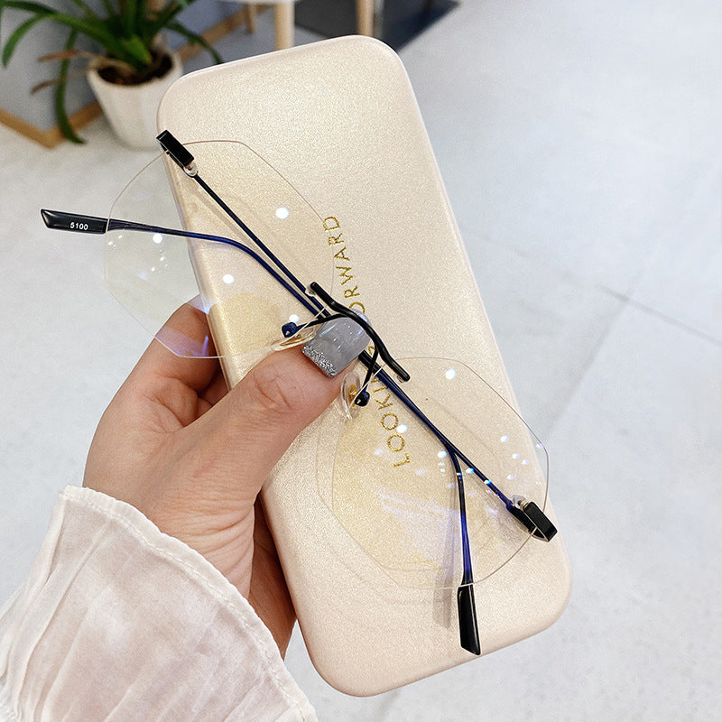 Rimless anti-blue glasses frame