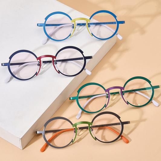 Borui Multi-color Ultra-light Pure Titanium Myopia Glasses Frame, Unisex Small Niche Versatile Round Optical Glasses