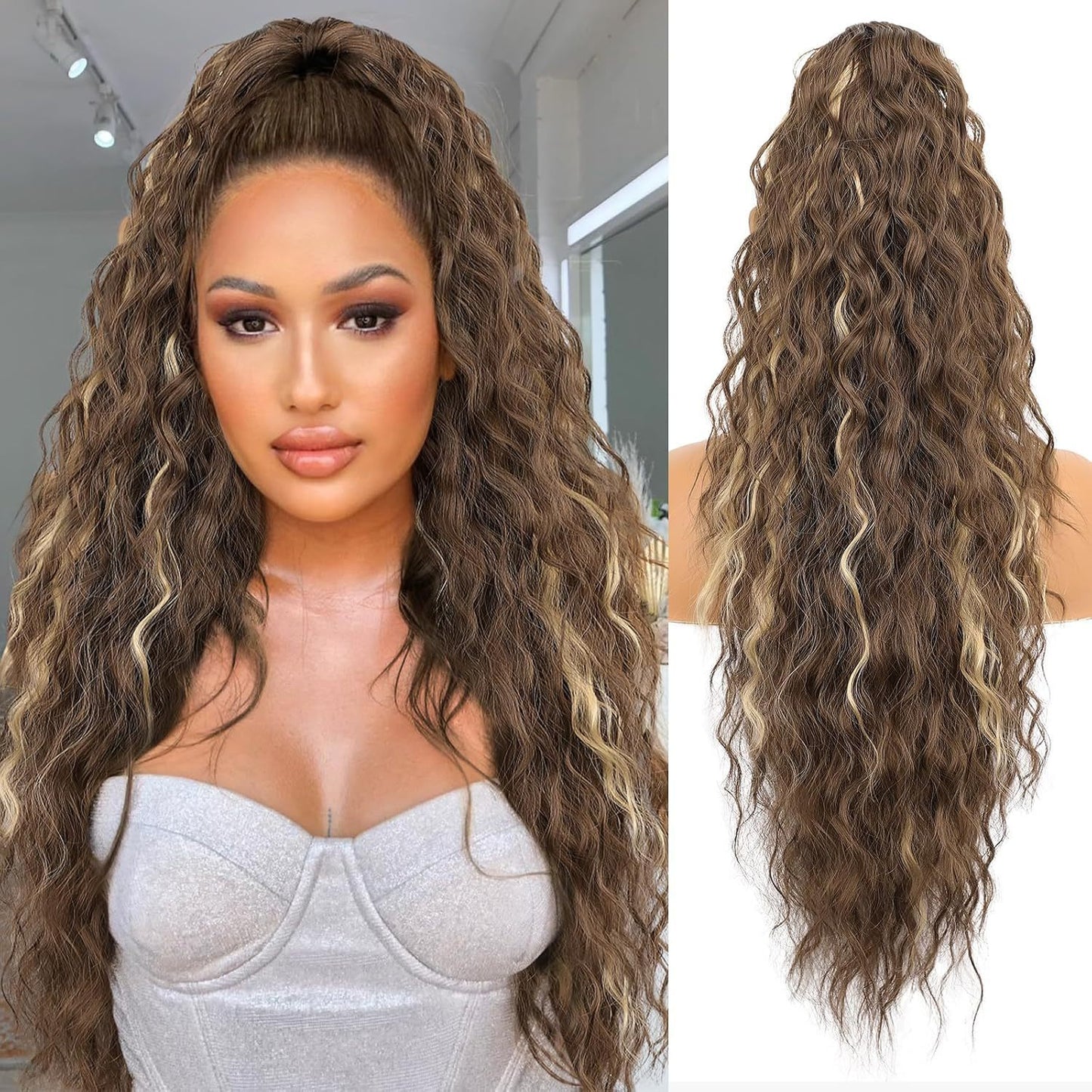 Grip Ponytail Fluffy Long Curly Hair Horse Tail Wig
