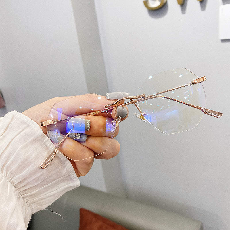 Rimless anti-blue glasses frame