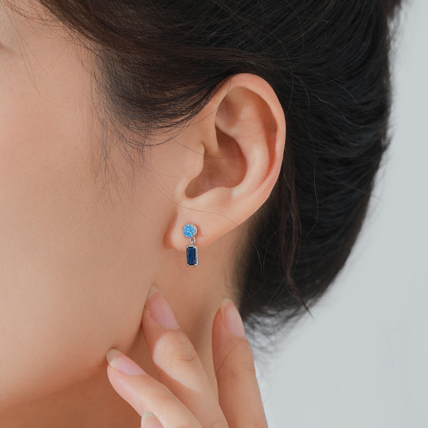 S925 Sterling Silver Earrings Necklace Ring Three Pieces Elegant Graceful Fashion Sapphire Jewelry Suit