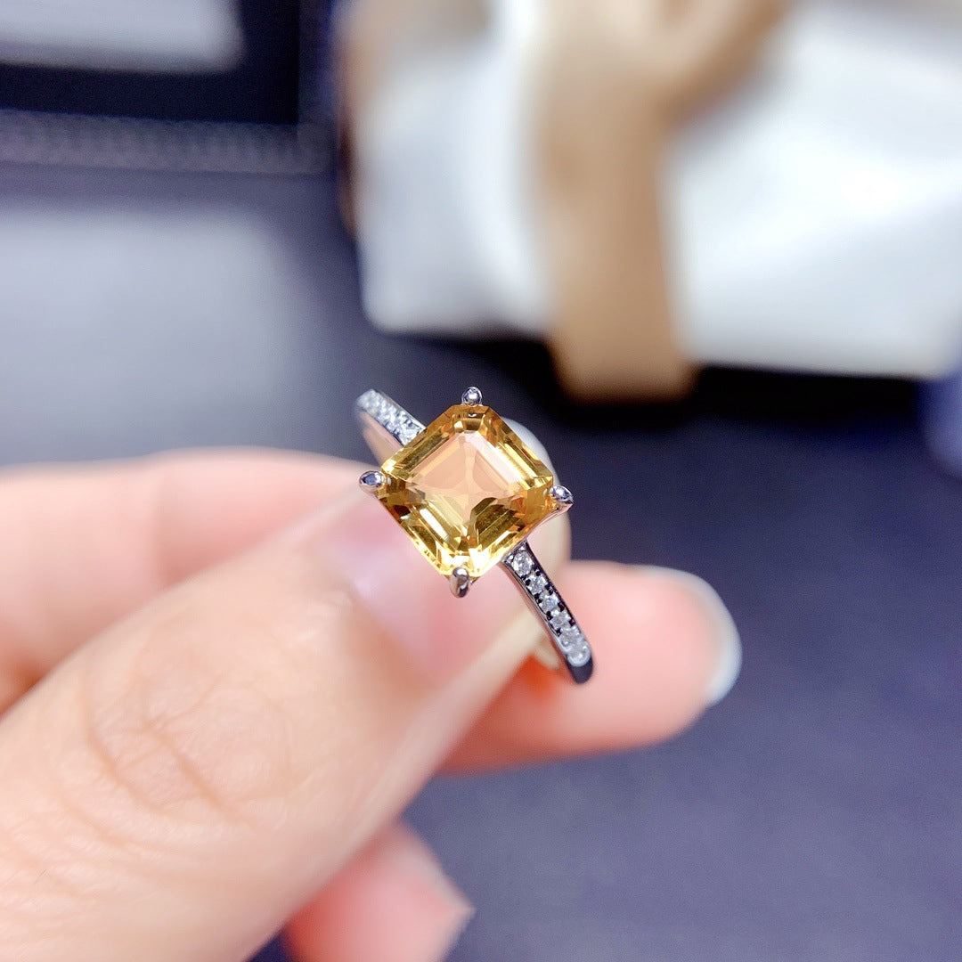 Natural Citrine Ring Silver Jewelry Trendy Exquisite