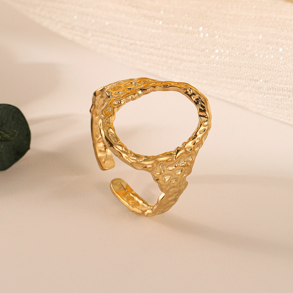Golden Open O-Shaped Circle Ring