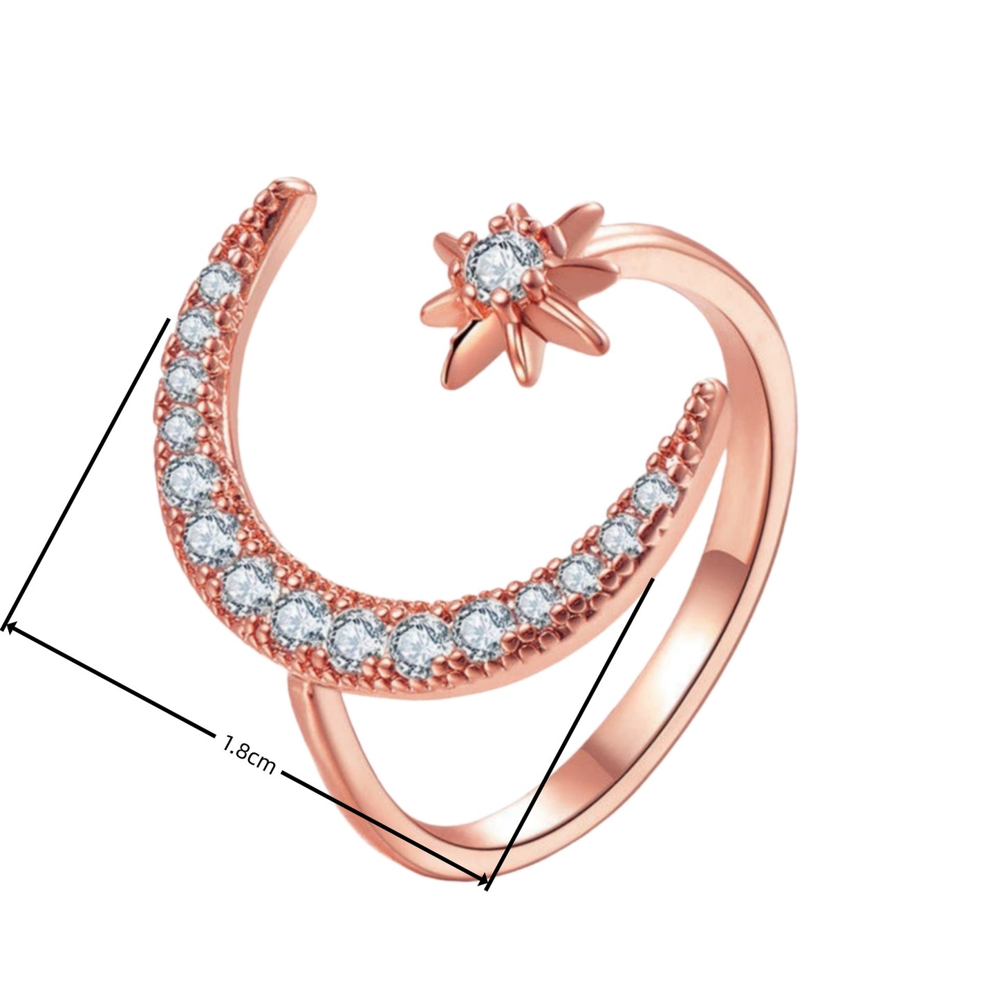 Creative Ring For Women Blue Star And Moon Open-End Ring
