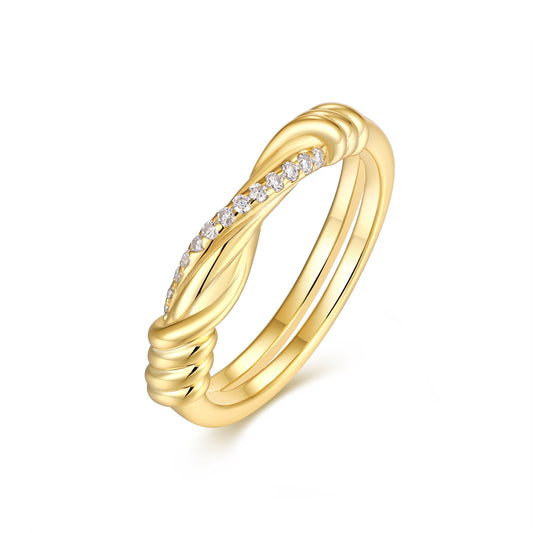 A Luxurious And Fashionable Light Luxury Jewelry Silver Ring Set With Top-quality Moissanite, S925 Silver Electroplated With Gold