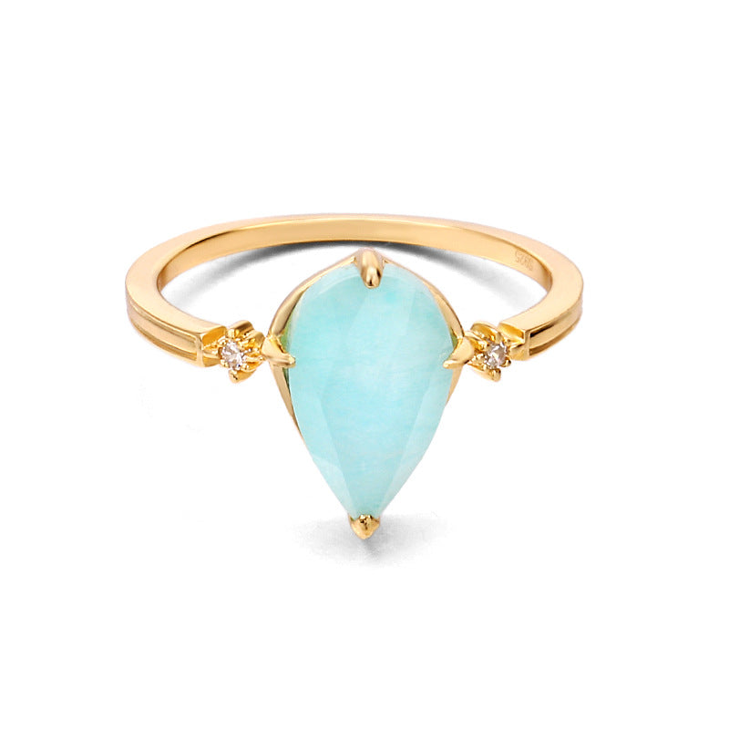 Jewelry Sterling Silver Amazonite White Crystal Ring