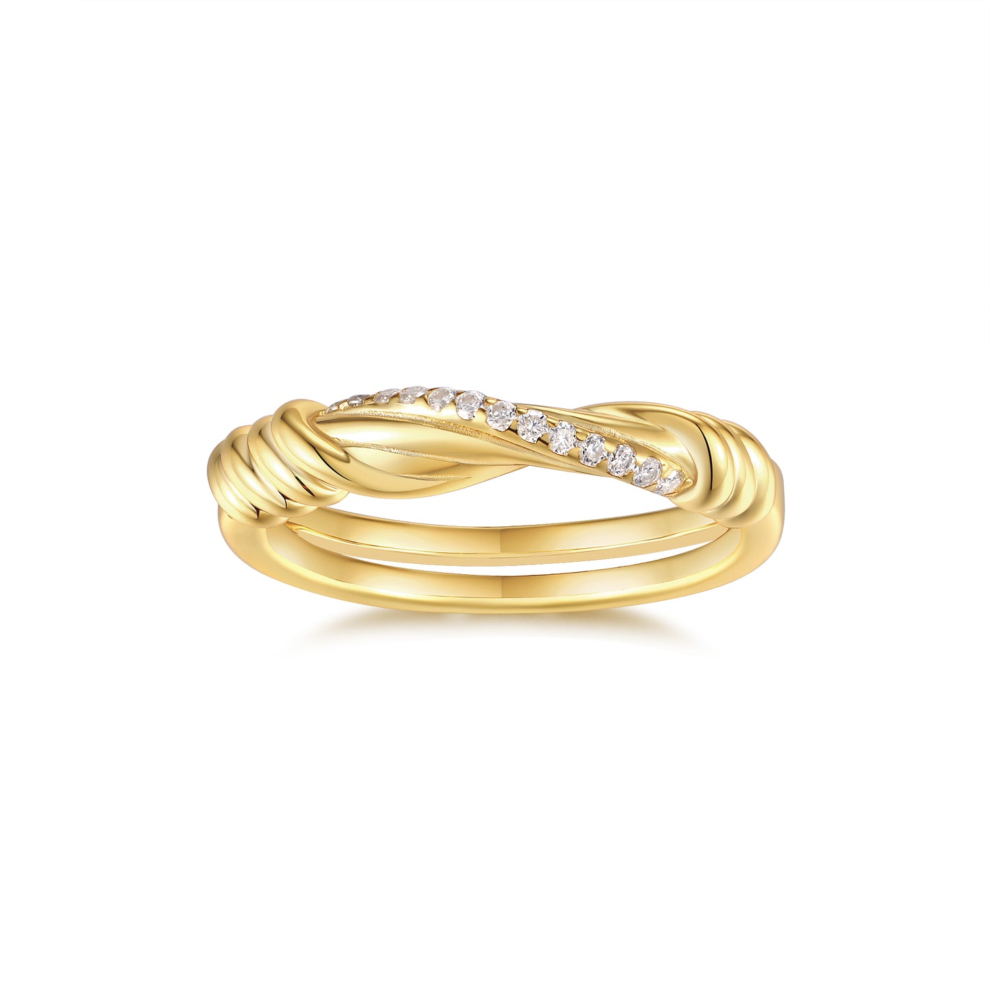 A Luxurious And Fashionable Light Luxury Jewelry Silver Ring Set With Top-quality Moissanite, S925 Silver Electroplated With Gold