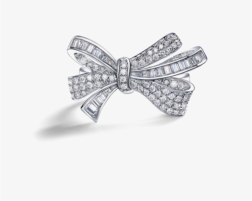 Silver Bow Ring Hand Jewelry