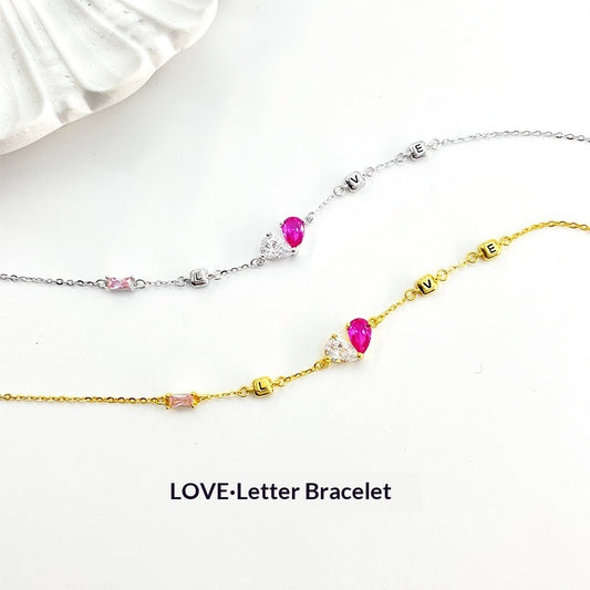 LOVE Letter Bracelet Women S925 Sterling Silver High-end Heart Jewelry