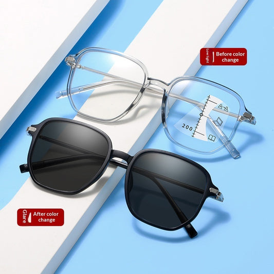 Blue-light-blocking High-definition Multifocal Photochromic Reading Glasses