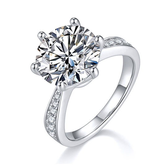 A 5-carat Luxury And Fashionable Light Luxury Jewelry Silver Ring Set With Top-quality Moissanite, S925 Silver Plated With Platinum