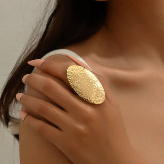 Golden Fashionable Exaggerated Finger Ring For Women