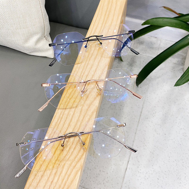 Rimless anti-blue glasses frame