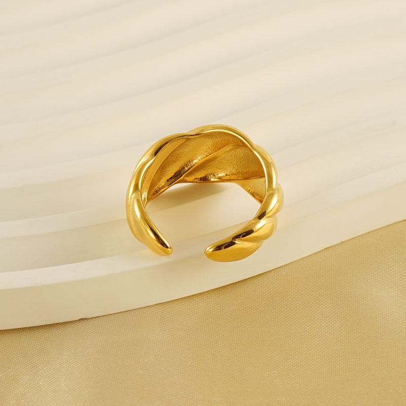 Fashionable Stainless Steel 18k Gold Geometric Ring