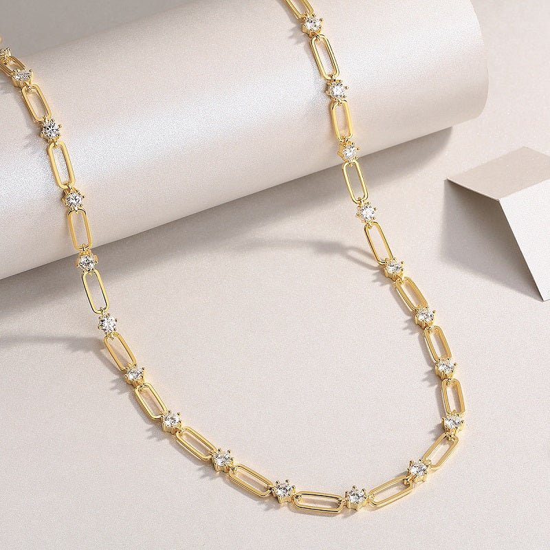 0.3 Carat Luxury Fashion Minimalist Trend Jewelry Silver Pendant Necklace With Top-quality Moissanite, S925 Silver Electroplated With Gold