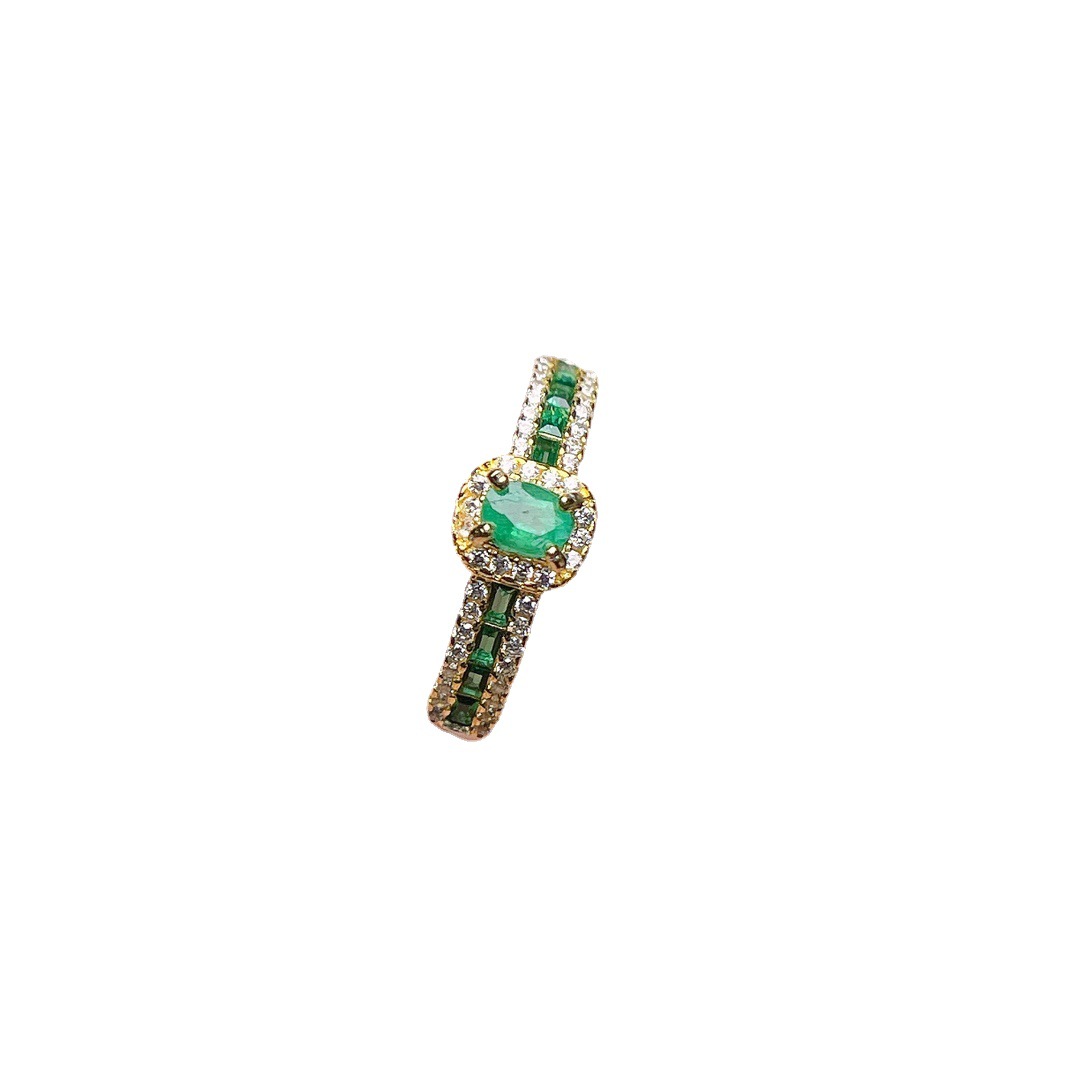 Jewelry Natural Emerald Ring S925 Silver Female