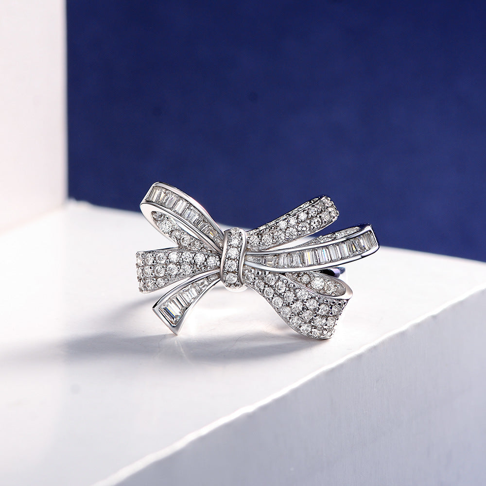 Silver Bow Ring Hand Jewelry
