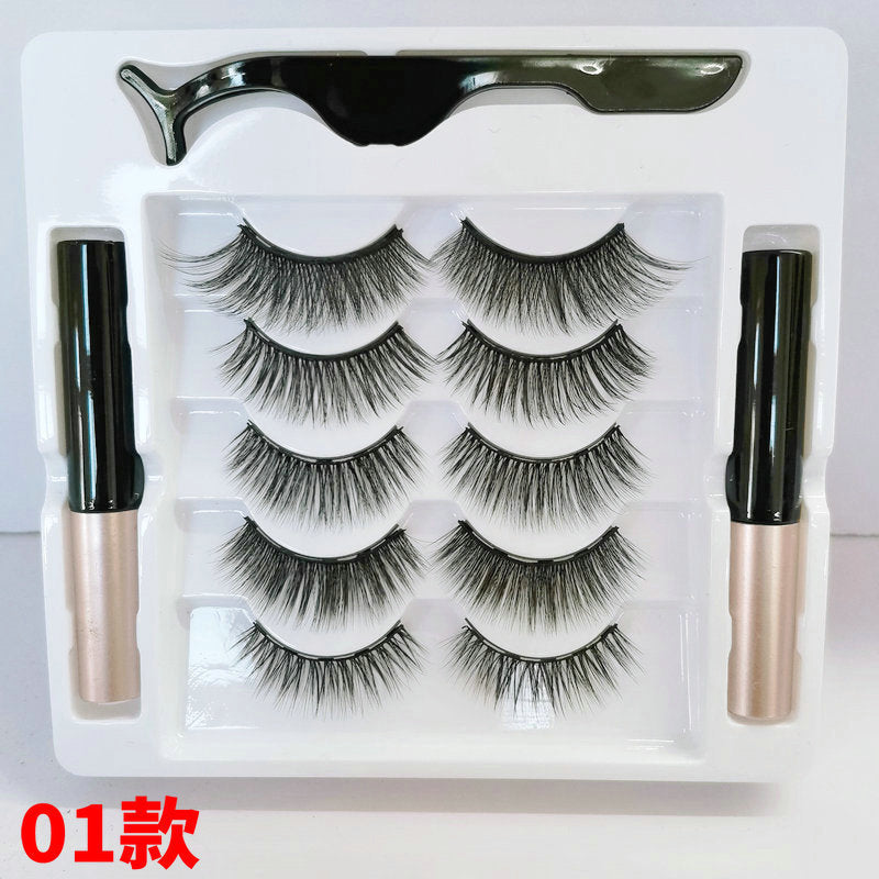 3D Five Pairs Assortment Pack Magnet Eyelash Set Two Magnetic Liquid Eyeliner Glue-free Magnetic False Eyelashes