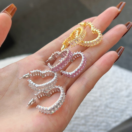 Hollow Heart Gang Drill Stud Earrings For Women
