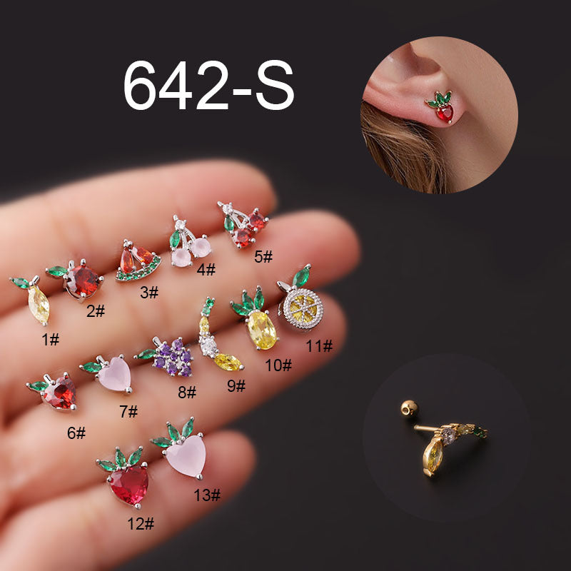 New Style Colorful Zircon Fruit Stud Earrings Fashionable