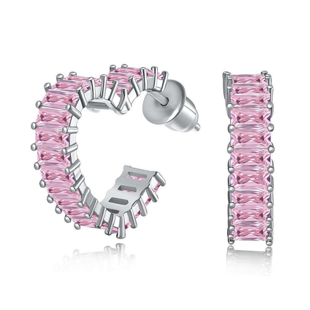 Hollow Heart Gang Drill Stud Earrings For Women