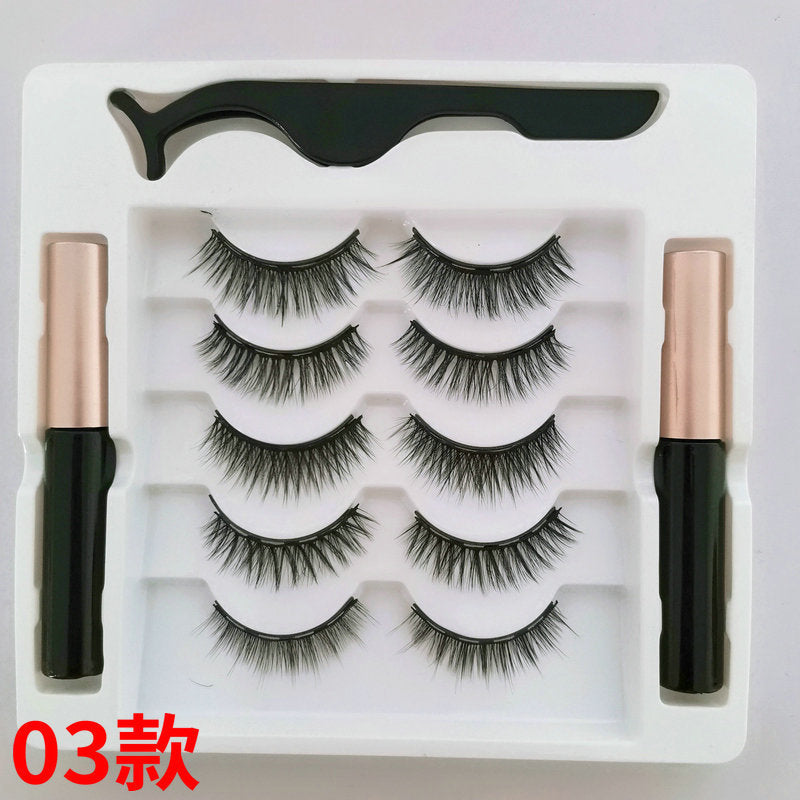 3D Five Pairs Assortment Pack Magnet Eyelash Set Two Magnetic Liquid Eyeliner Glue-free Magnetic False Eyelashes