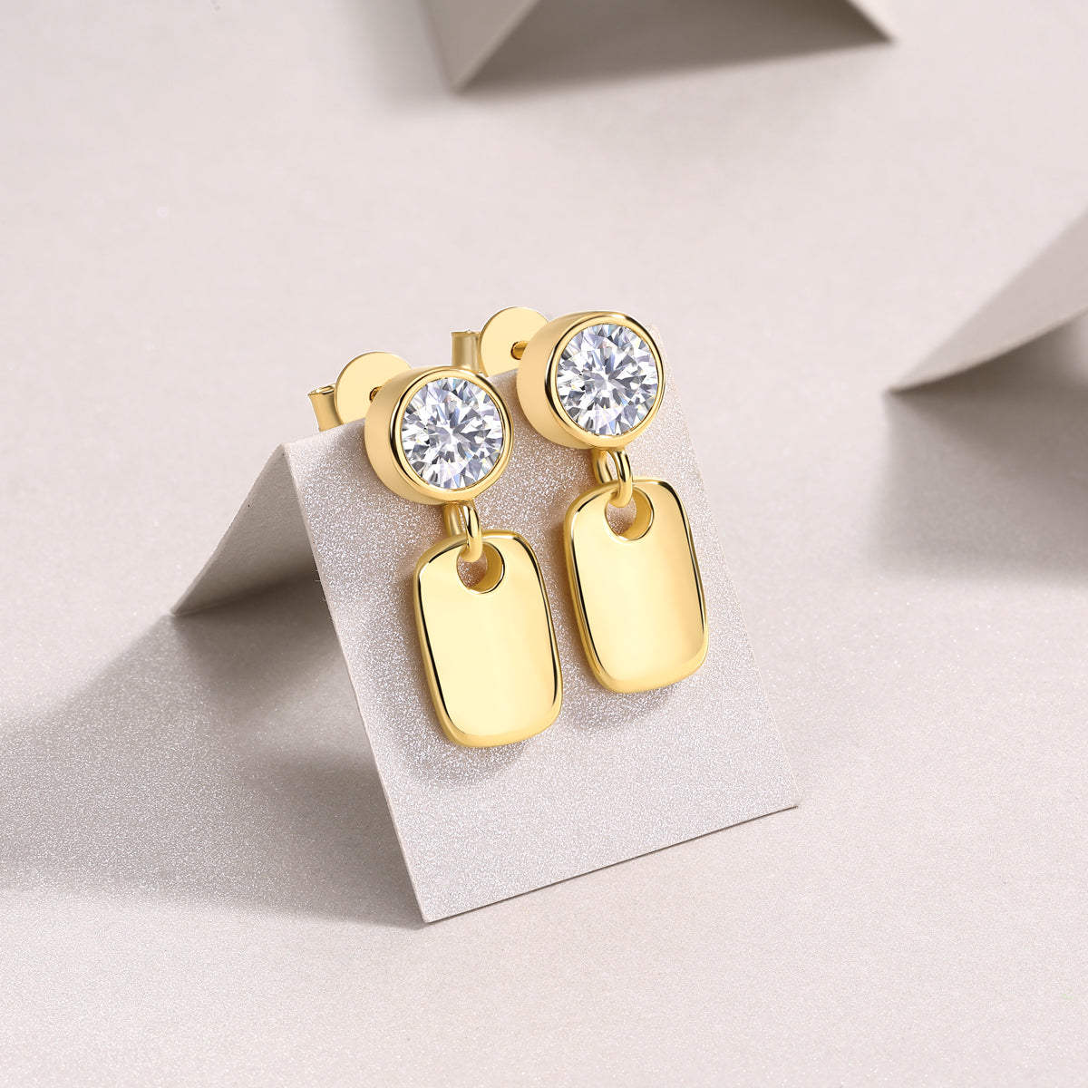 Geometric Starlight - Premium Moissanite Luxury Fashion Light Luxury Jewelry Silver Stud Earrings S925 Silver Electroplated Gold